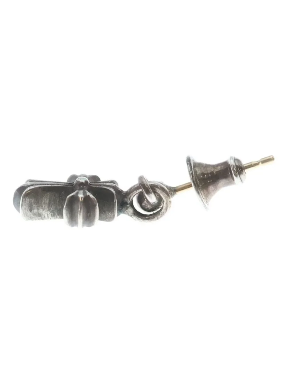 Chrome Hearts Drp Stck CH Crs Stack CH Cross Drop Silver Earrings